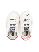 Sneakers per neonati Golden Goose Kids Baby School bianco con chiusura a strappo - Rubino Kids