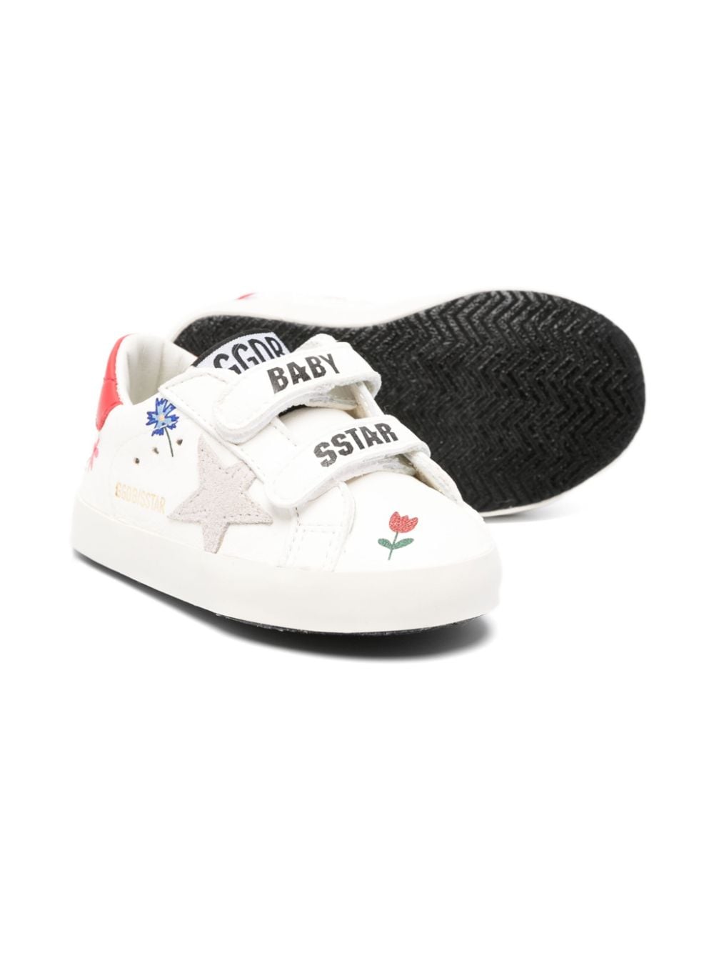 Sneakers per neonati Golden Goose Kids Baby School bianco con chiusura a strappo - Rubino Kids