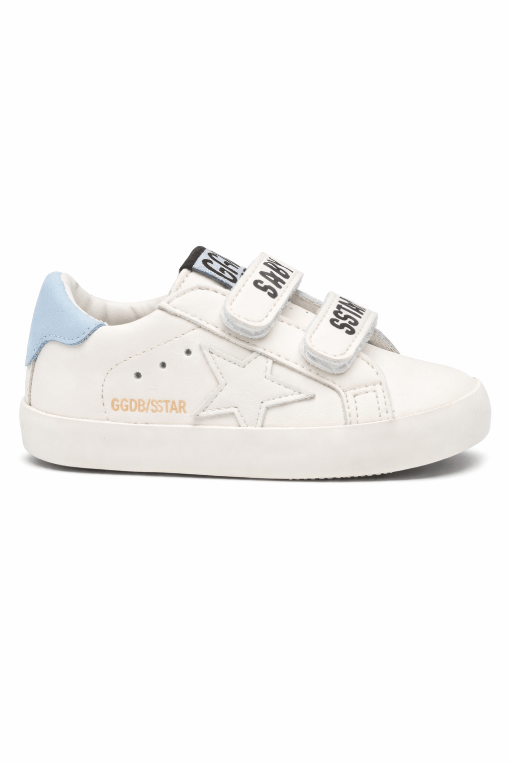 Sneakers per neonati Golden Goose Kids bianche con dettaglio tallone azzurro - Rubino Kids
