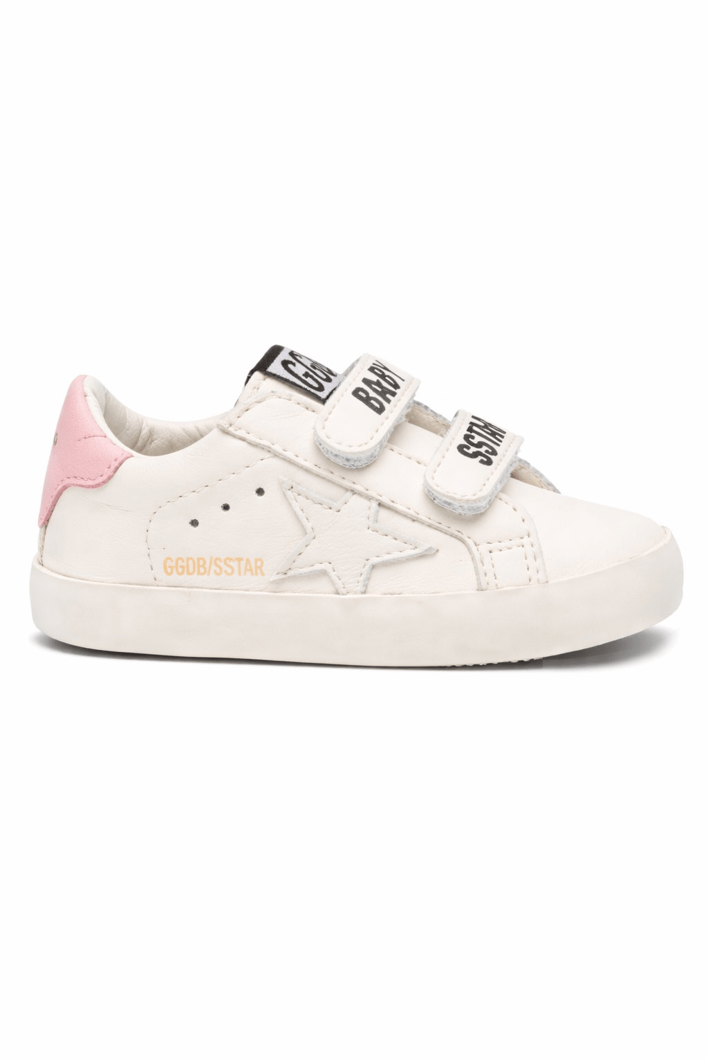 Sneakers per neonati Golden Goose Kids bianche con dettaglio tallone rosa - Rubino Kids