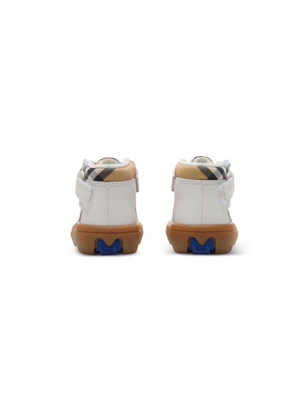 Sneakers per neonato Burberry kids bianco alte a quadri con chiusura frontale a strappo - Rubino Kids