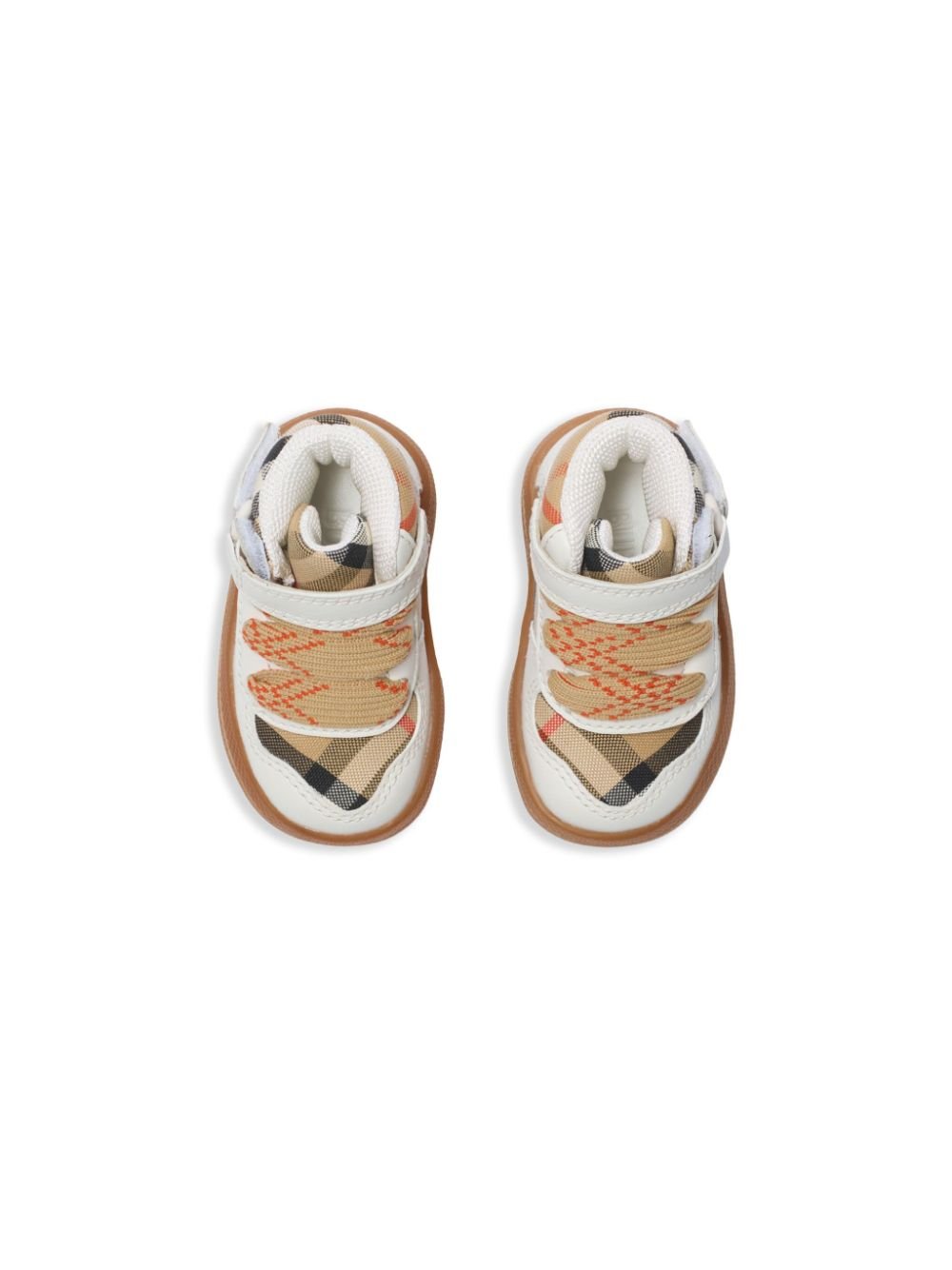 Sneakers per neonato Burberry kids bianco alte a quadri con chiusura frontale a strappo - Rubino Kids