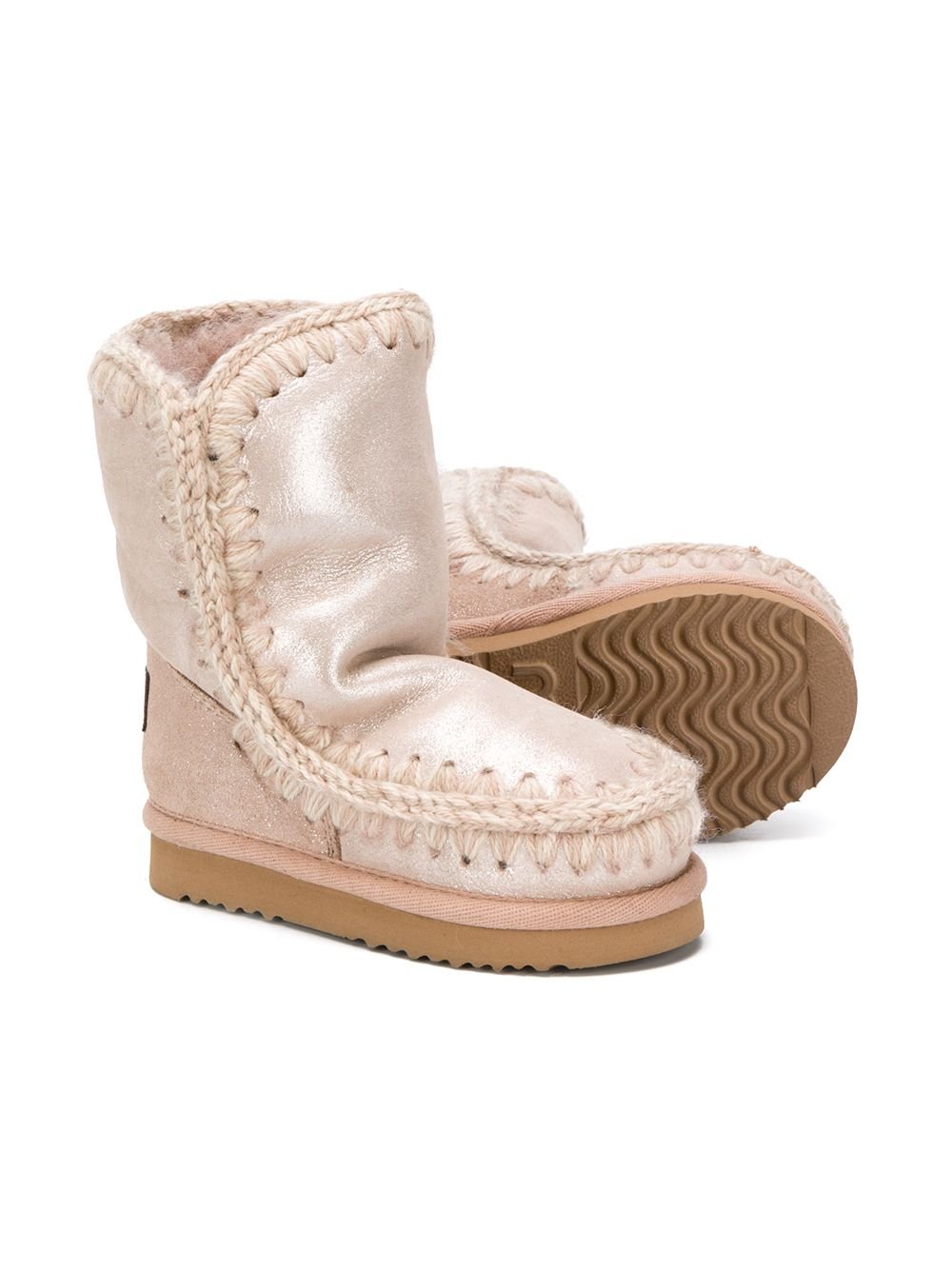 Stivaletti Eskimo per bambina Mou Kids beige con effetto metalizzato - Rubino Kids