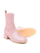 Stivaletti per bambina Monnalisa rosa con glitter e tacco 50 mm - Rubino Kids