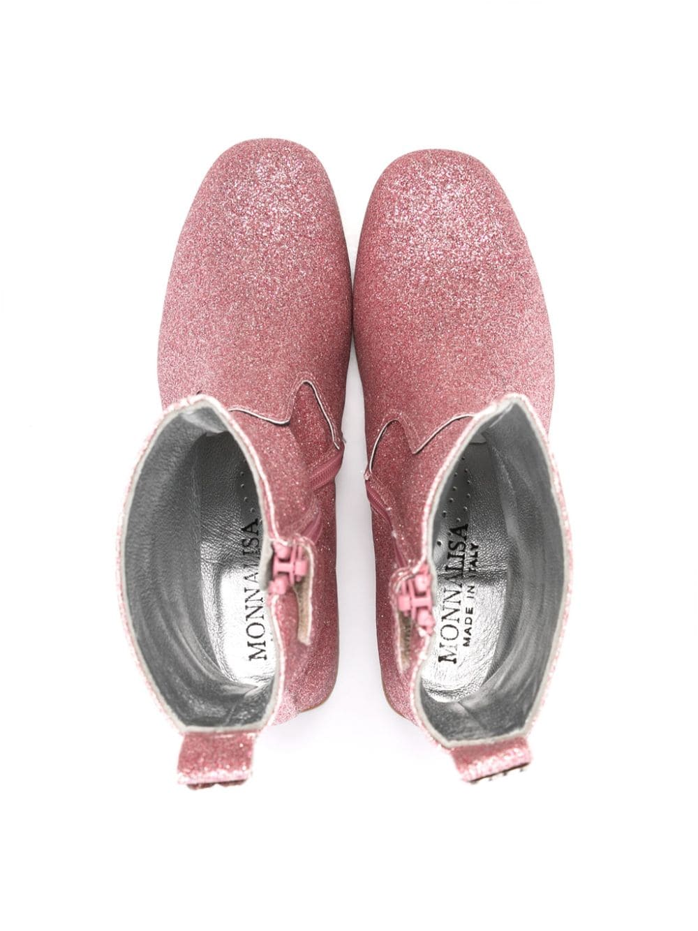 Stivaletti per bambina Monnalisa rosa con glitter e tacco 50 mm - Rubino Kids