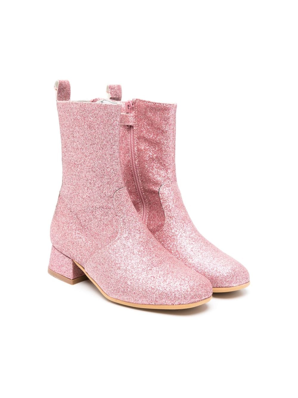 Stivaletti per bambina Monnalisa rosa con glitter e tacco 50 mm - Rubino Kids