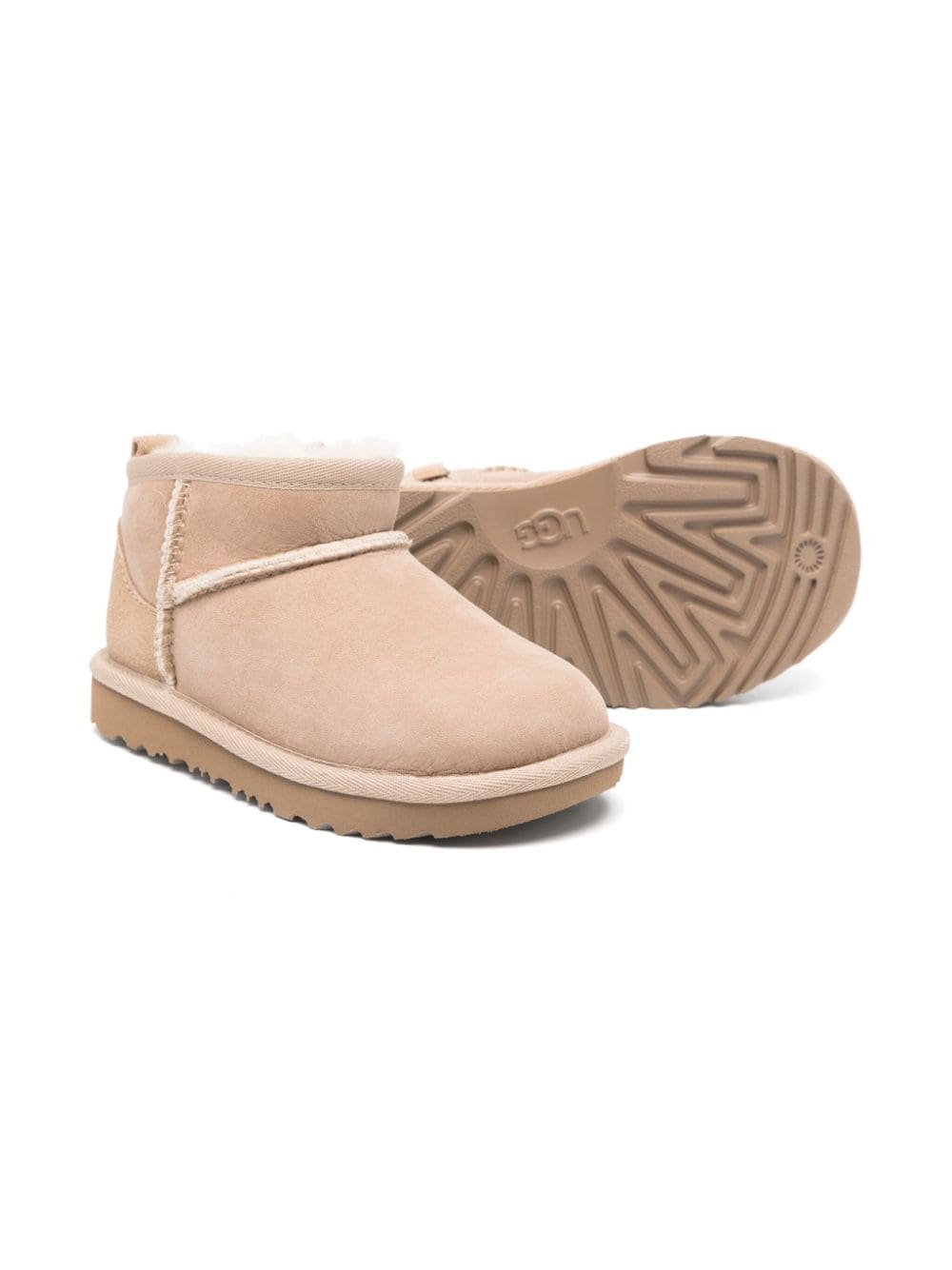 Stivali Classic Ultra Mini per bambina UGG Kids marroni con finitura idrorepellente - Rubino Kids