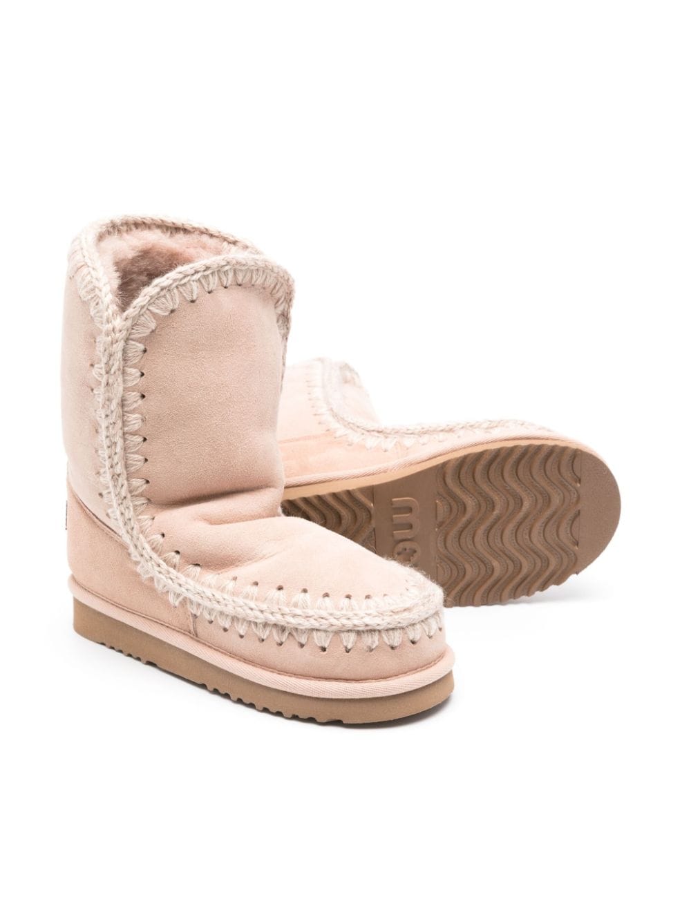 Stivali con cuciture a contrasto per bambina Mou Kids beige con punta tonda - Rubino Kids