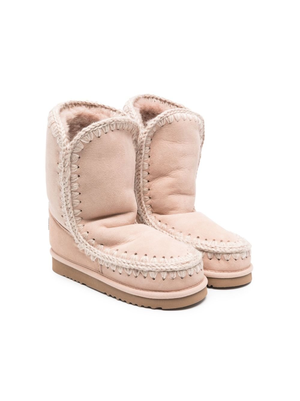 Stivali con cuciture a contrasto per bambina Mou Kids beige con punta tonda - Rubino Kids