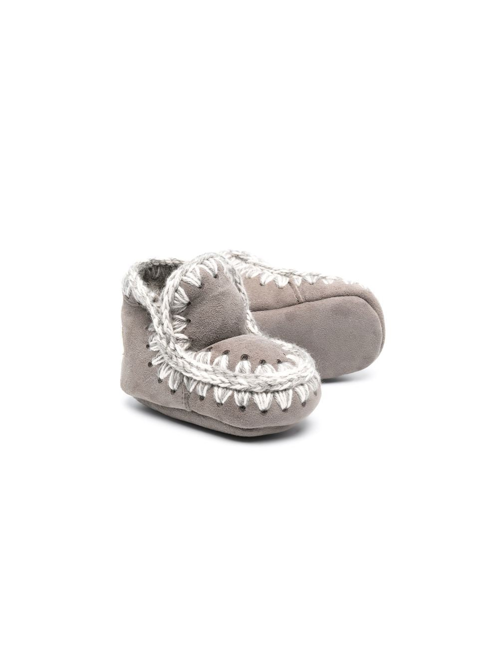 Stivali con fodera in shearling per neonata grigio con punta tonda - Rubino Kids