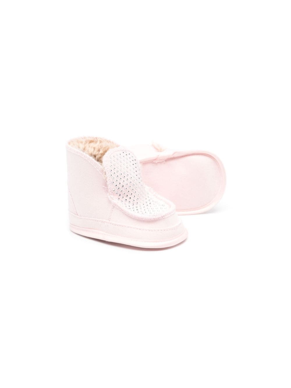 Stivali con strass per neonata Monnalisa rosa con punta smussata - Rubino Kids