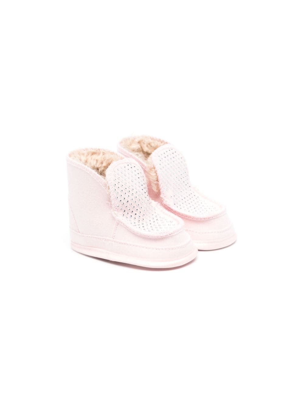 Stivali con strass per neonata Monnalisa rosa con punta smussata - Rubino Kids