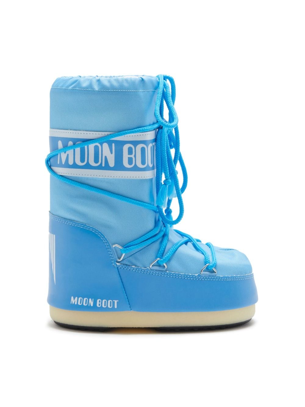 Stivali da neve Icon con logo per bambina Moon Boot Kids azzurro con stampa laterale con logo - Rubino Kids