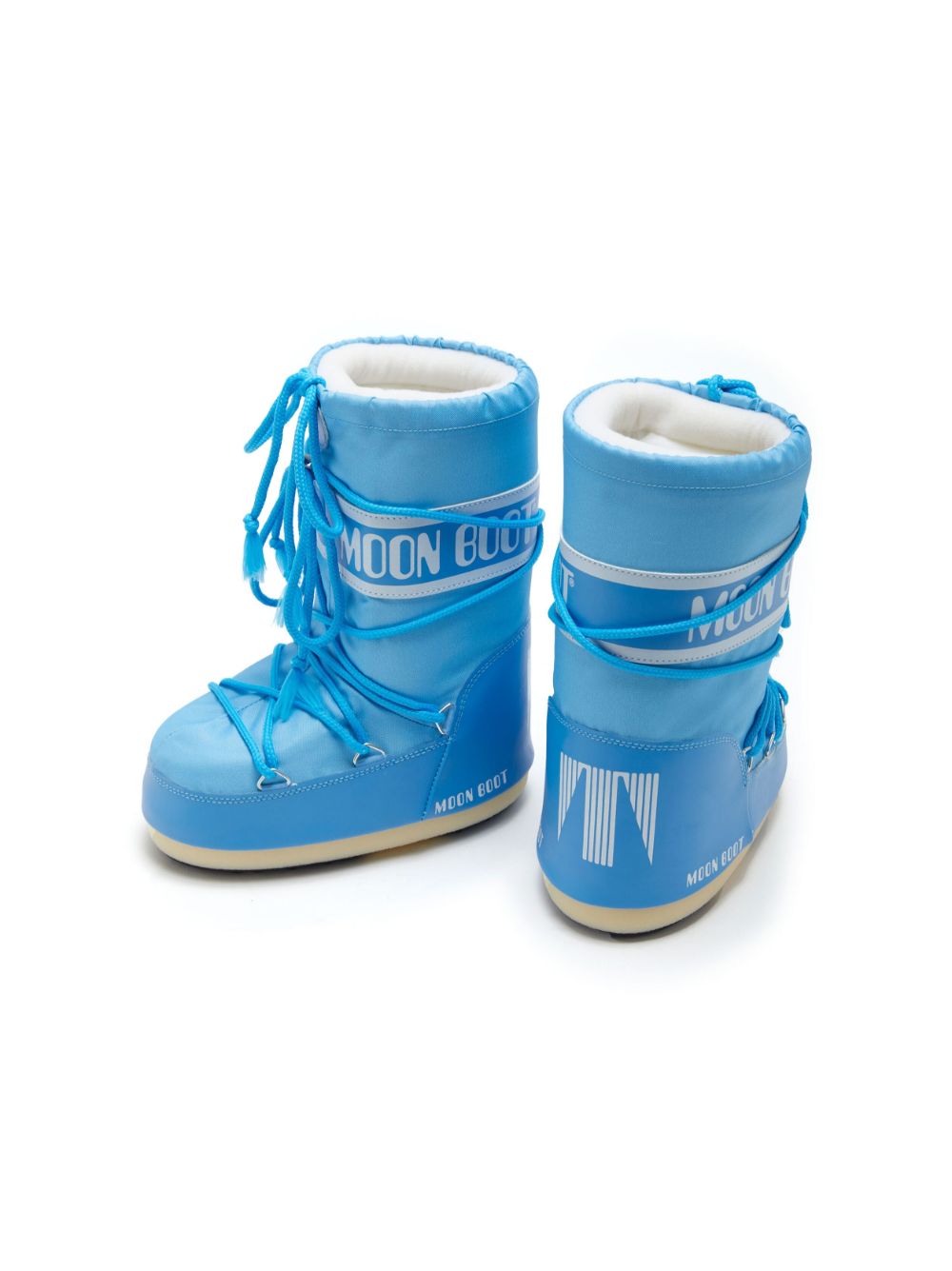 Stivali da neve Icon con logo per bambina Moon Boot Kids azzurro con stampa laterale con logo - Rubino Kids