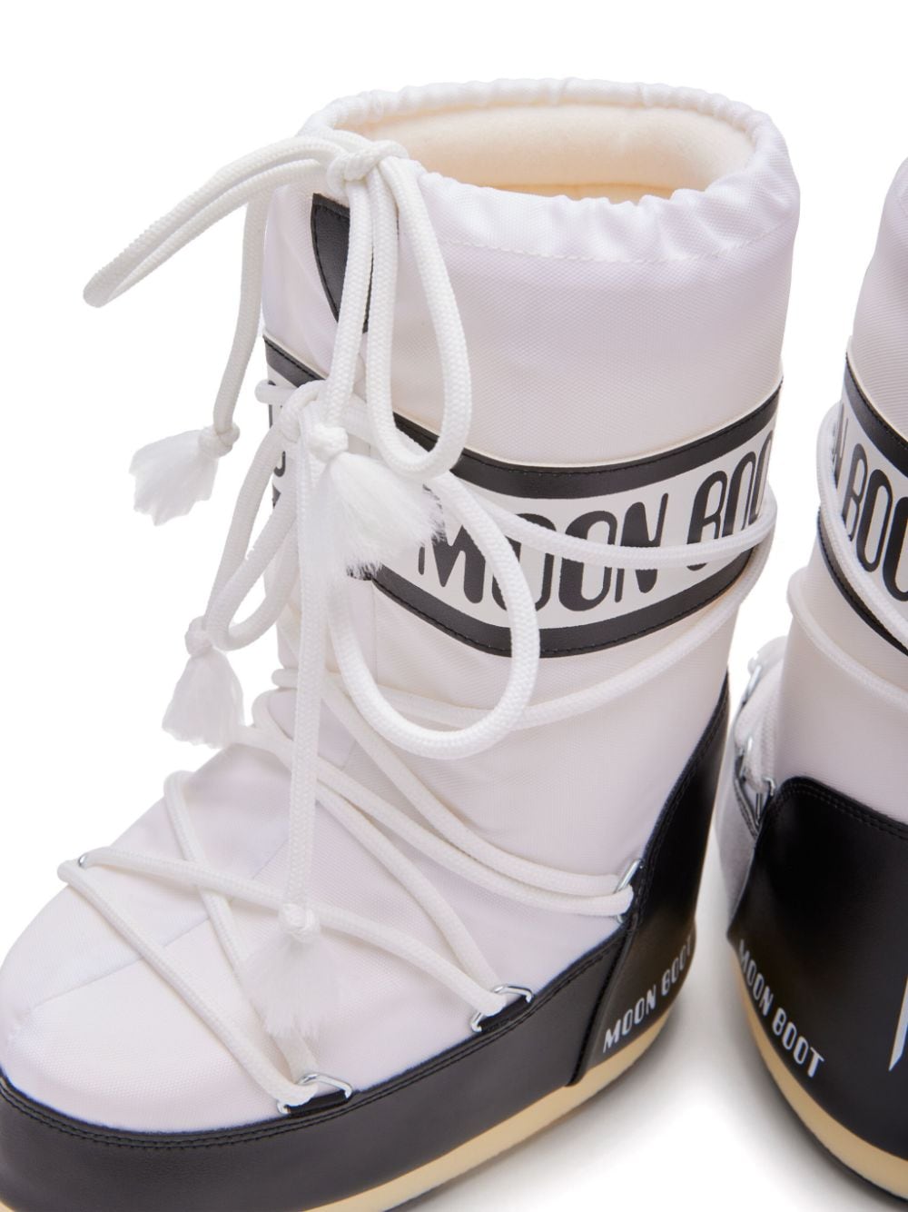 Stivali da neve Icon con logo per bambina Moon Boot Kids bianco con stampa laterale con logo - Rubino Kids