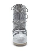 Stivali da neve Icon con logo per bambina Moon Boot Kids grigio con stampa laterale con logo - Rubino Kids