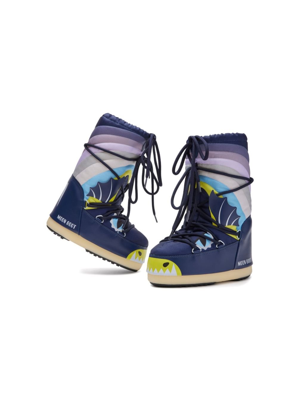 Stivali da neve Icon Dragon per bambino Moon Boot Kids blu con logo sul tallone - Rubino Kids