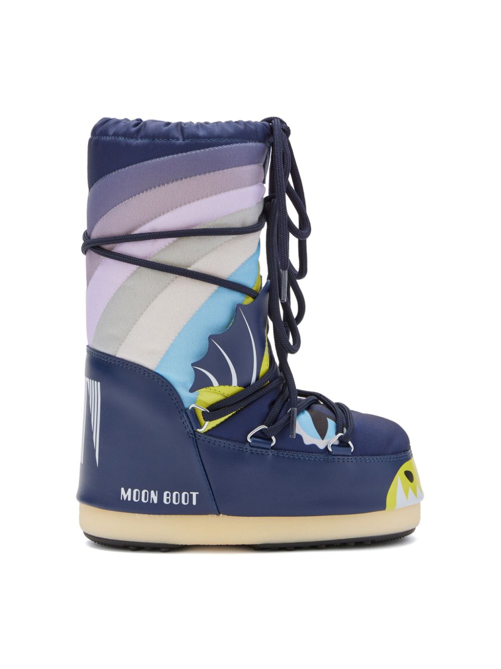 Stivali da neve Icon Dragon per bambino Moon Boot Kids blu con logo sul tallone - Rubino Kids