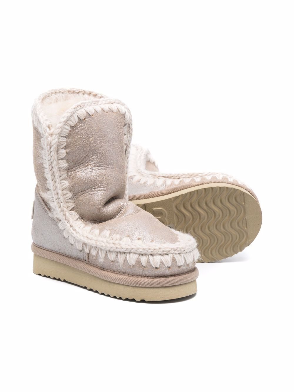 Stivali Eskimo per bambina Mou Kids beige con suola piatta - Rubino Kids