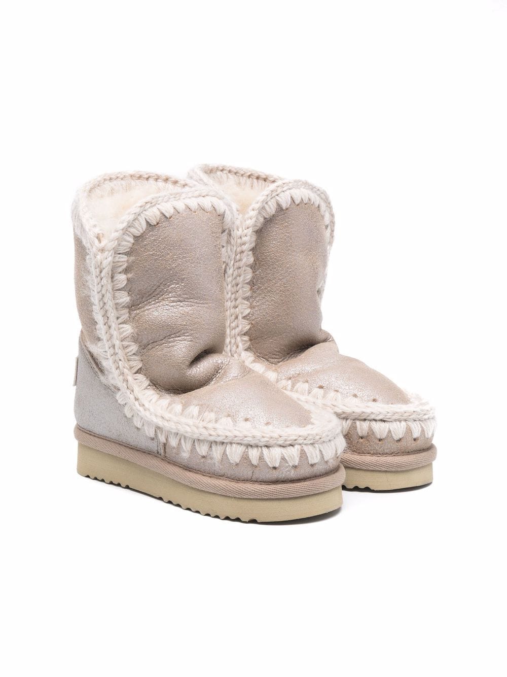 Stivali Eskimo per bambina Mou Kids beige con suola piatta - Rubino Kids