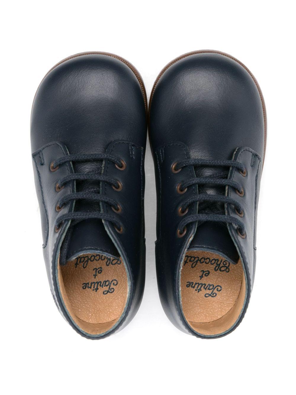 Stivali in pelle per neonato Tartine Et Chocolat blu con chiusura con lacci - Rubino Kids