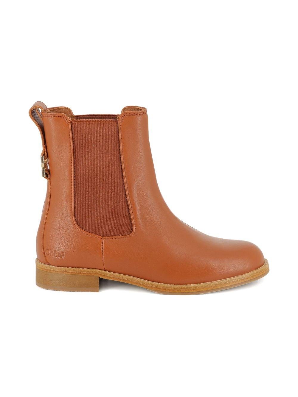 Stivali per bambina Chloé Kids Chelsea marrone in pelle - Rubino Kids