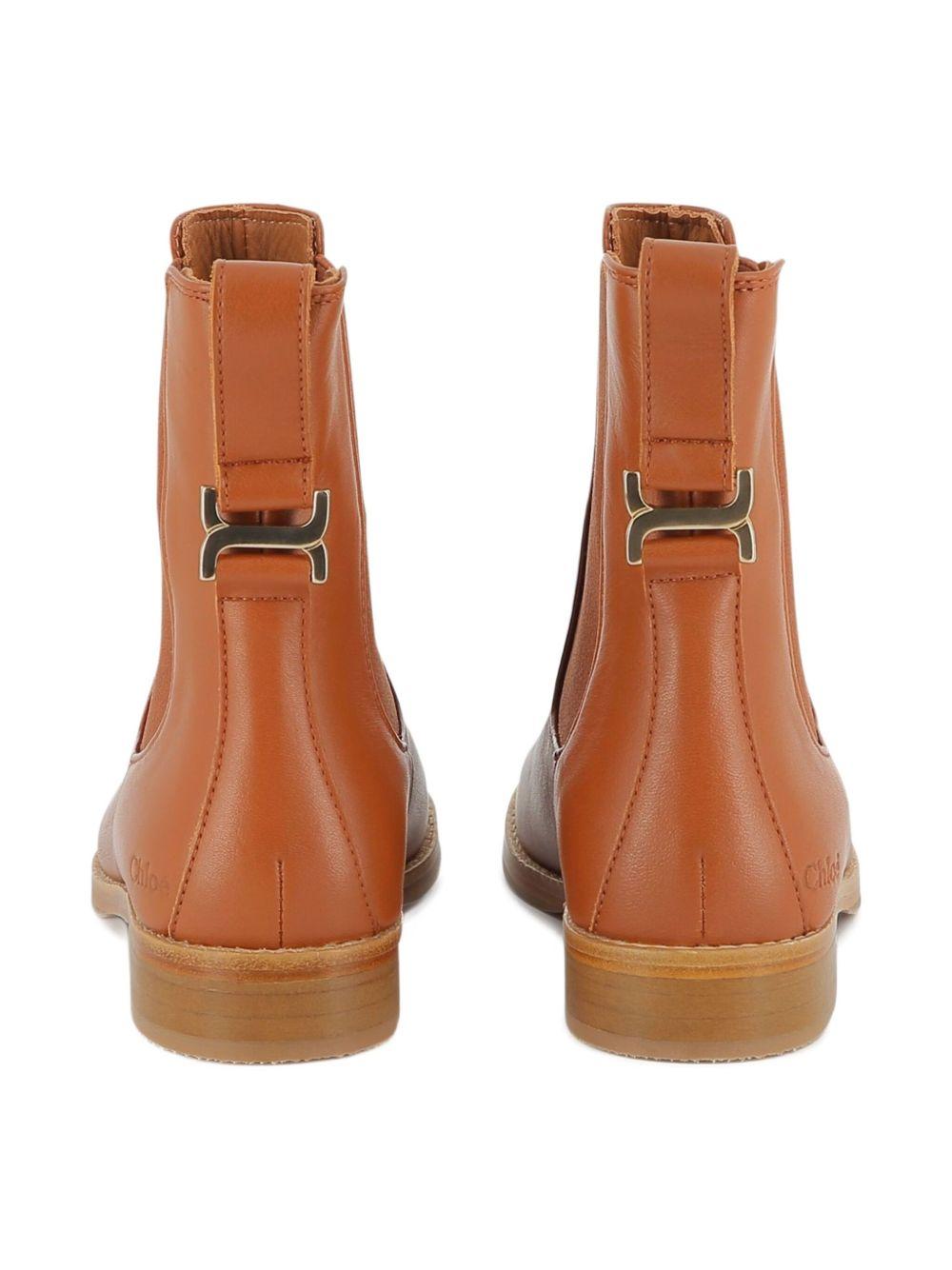 Stivali per bambina Chloé Kids Chelsea marrone in pelle - Rubino Kids