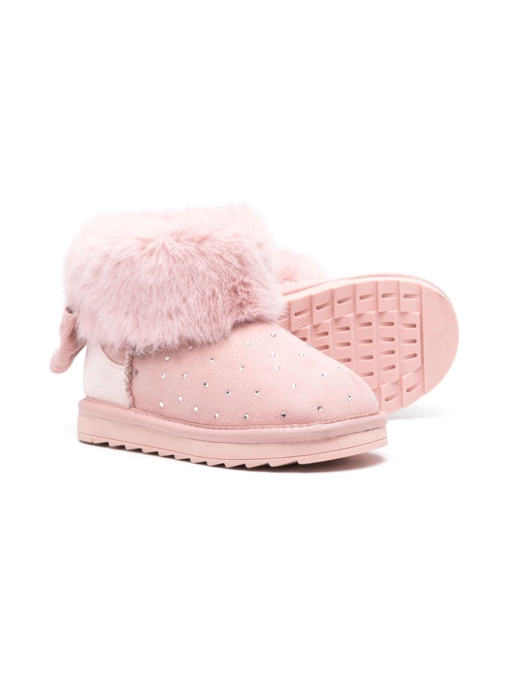 Stivali per bambina Monnalisa rosa con strass e finta pelliccia - Rubino Kids