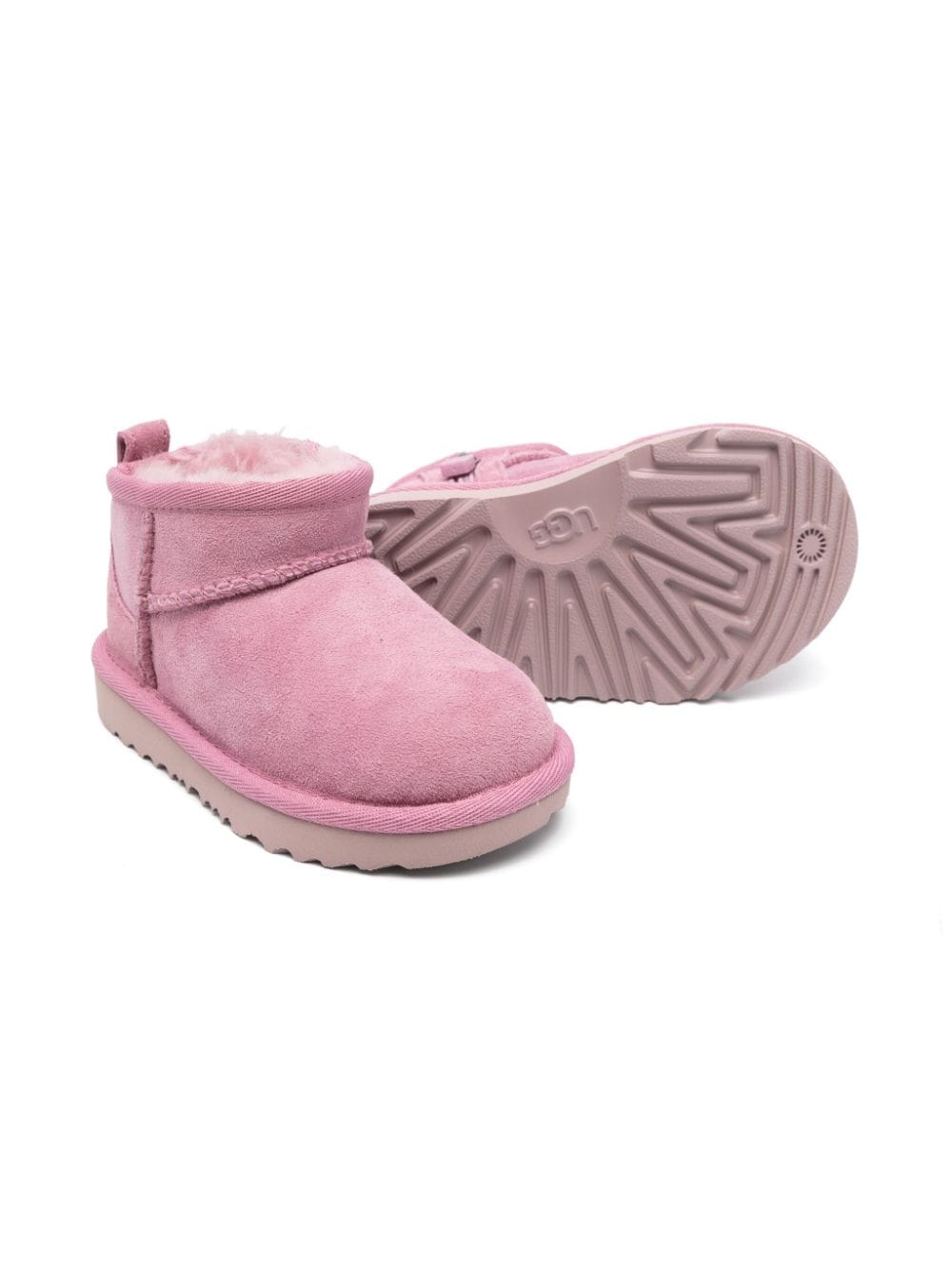 Stivali per bambina UGG Kids Classic Ultra Mini rosa con pelliccia - Rubino Kids