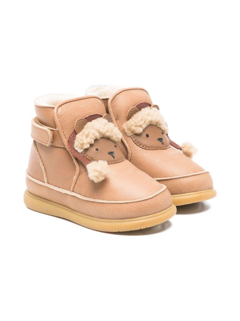 Stivali per neonato Donsje beige con applicazioni orso di Natale - Rubino Kids