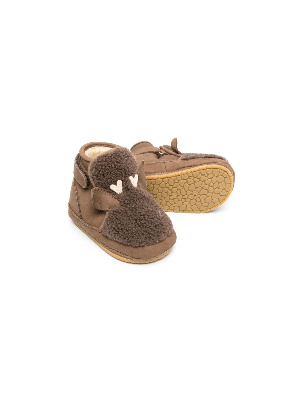 Stivali primi passi per neonati Donsje marrone con finto shearling - Rubino Kids