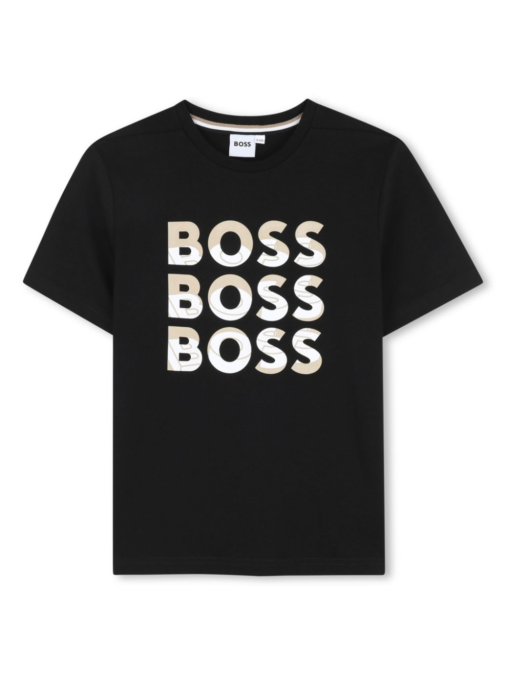 T-shirt a maniche corte per bambino BOSS Kidswear nero con girocollo - Rubino Kids