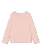 T-shirt a maniche lunghe con ricamo per bambina Chloé Kids rosa con orlo dirtto - Rubino Kids