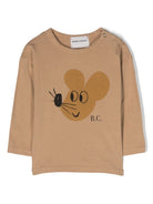 T - shirt a maniche lunghe con stampa di topo - Rubino Kids