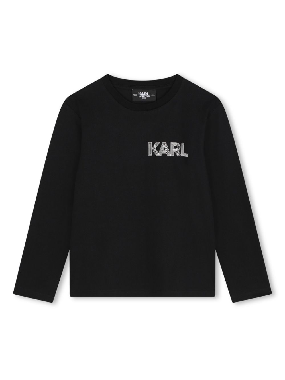 T-shirt a maniche lunghe con stampa per bambino Karl Lagerfeld Kids nero con orlo dritto - Rubino Kids