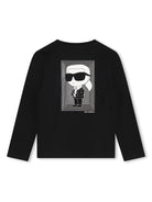 T-shirt a maniche lunghe con stampa per bambino Karl Lagerfeld Kids nero con orlo dritto - Rubino Kids