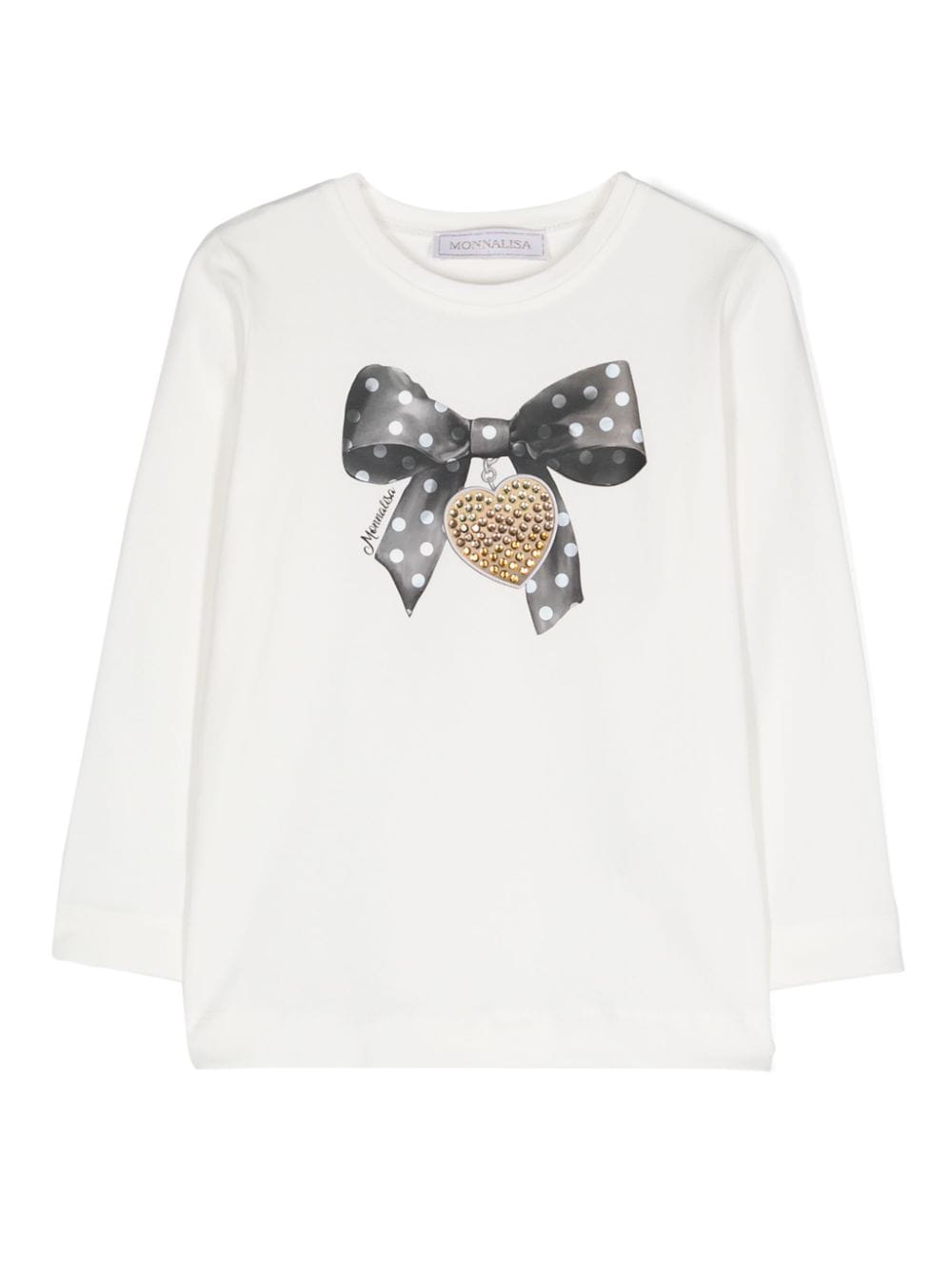 T-shirt a maniche lunghe per bambina Monnalisa bianco con misto cotone - Rubino Kids