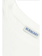 T-shirt a quadri per bambino Burberry Kids bianco con orlo dritto - Rubino Kids