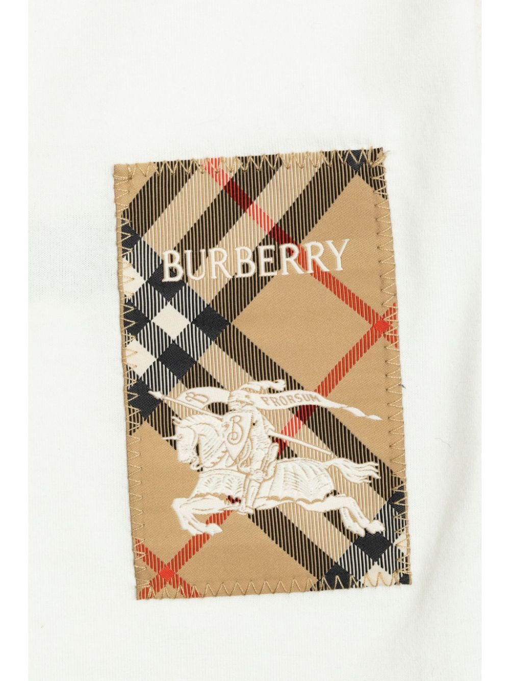 T-shirt a quadri per bambino Burberry Kids bianco con orlo dritto - Rubino Kids