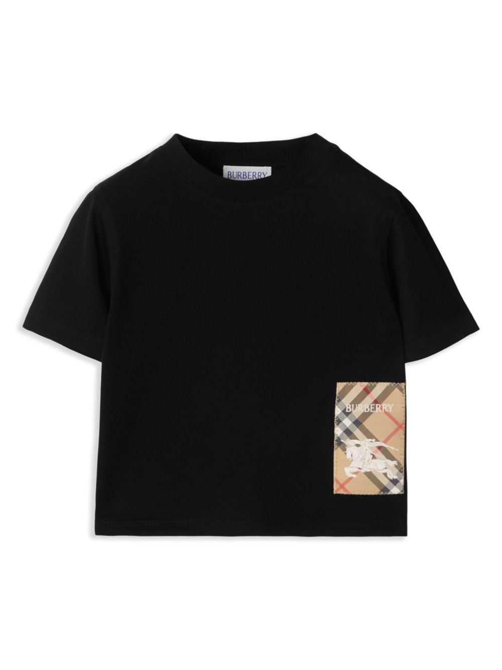 T-shirt a quadri per neonato Burberry Kids nero con girocollo - Rubino Kids