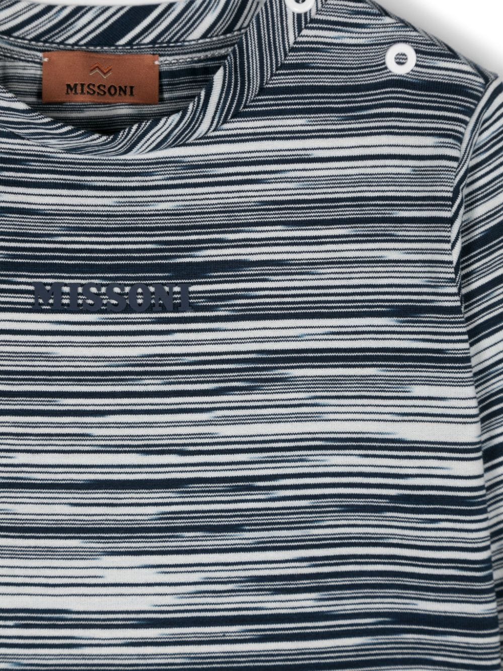 T-shirt a righe per neonato Missoni Kids blu con girocollo - Rubino Kids