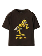 T-shirt Bee per neonato Burberry Kids marrone con trama jersey - Rubino Kids