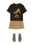 T-shirt Bee per neonato Burberry Kids marrone con trama jersey - Rubino Kids