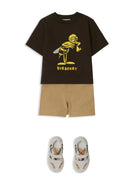 T-shirt Bee per neonato Burberry Kids marrone con trama jersey - Rubino Kids