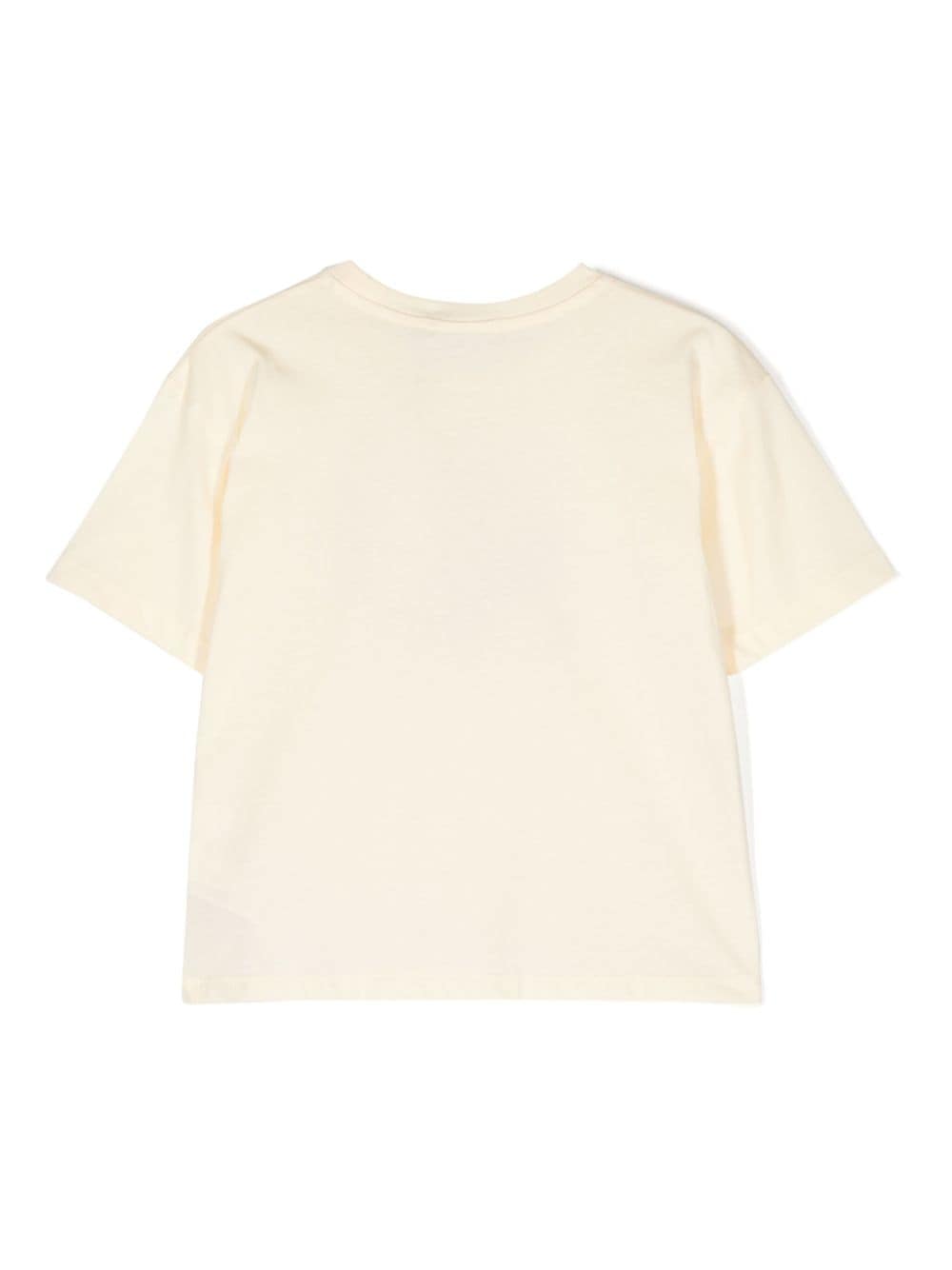 T shirt beige per bambina con logo Calvin Klein Kids centrale ombreggiato - Rubino Kids