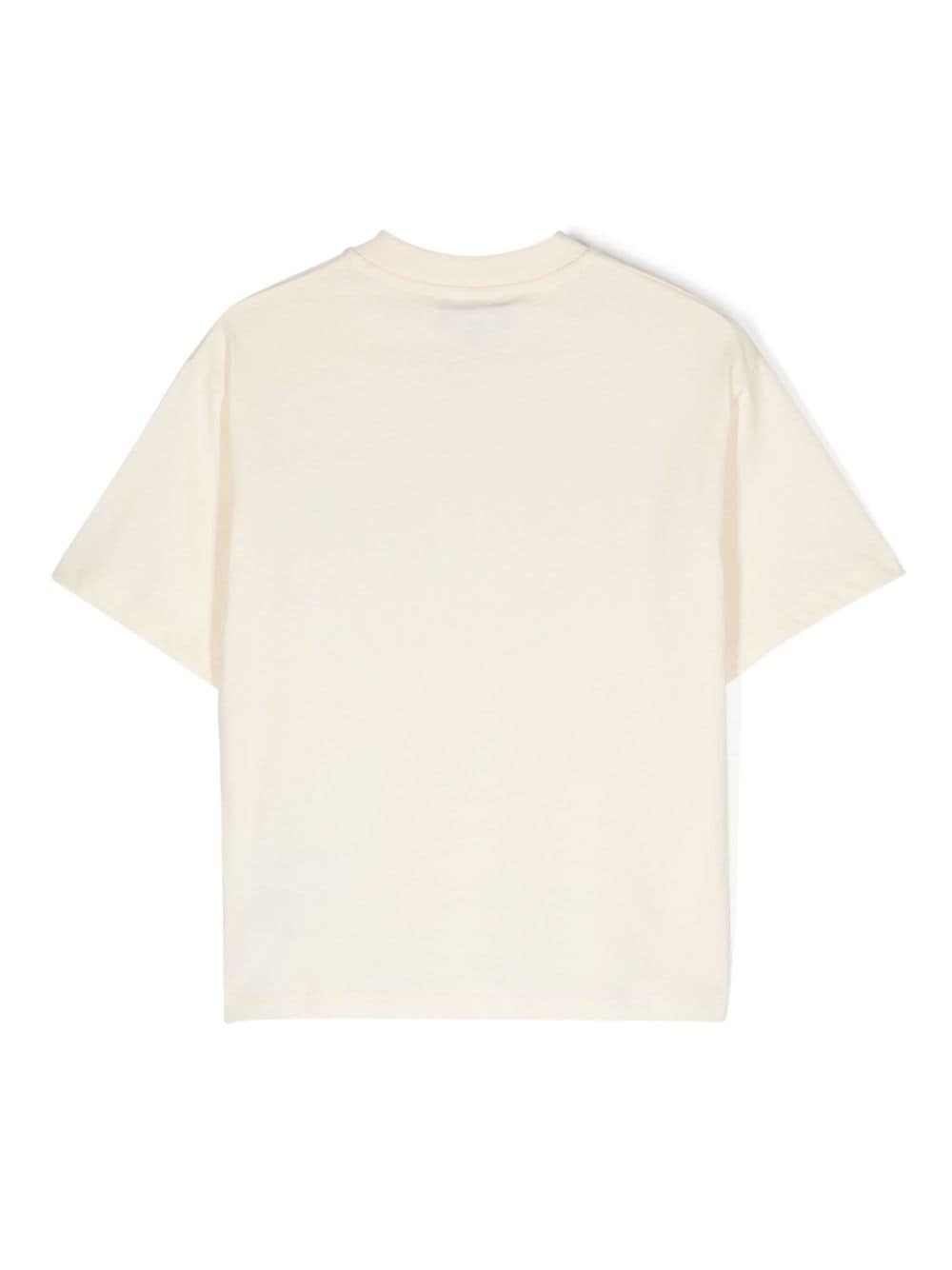 T shirt beige per bambino con stampa Emporio Armani ripetuta - Rubino Kids