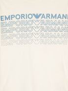 T shirt beige per bambino con stampa Emporio Armani ripetuta - Rubino Kids