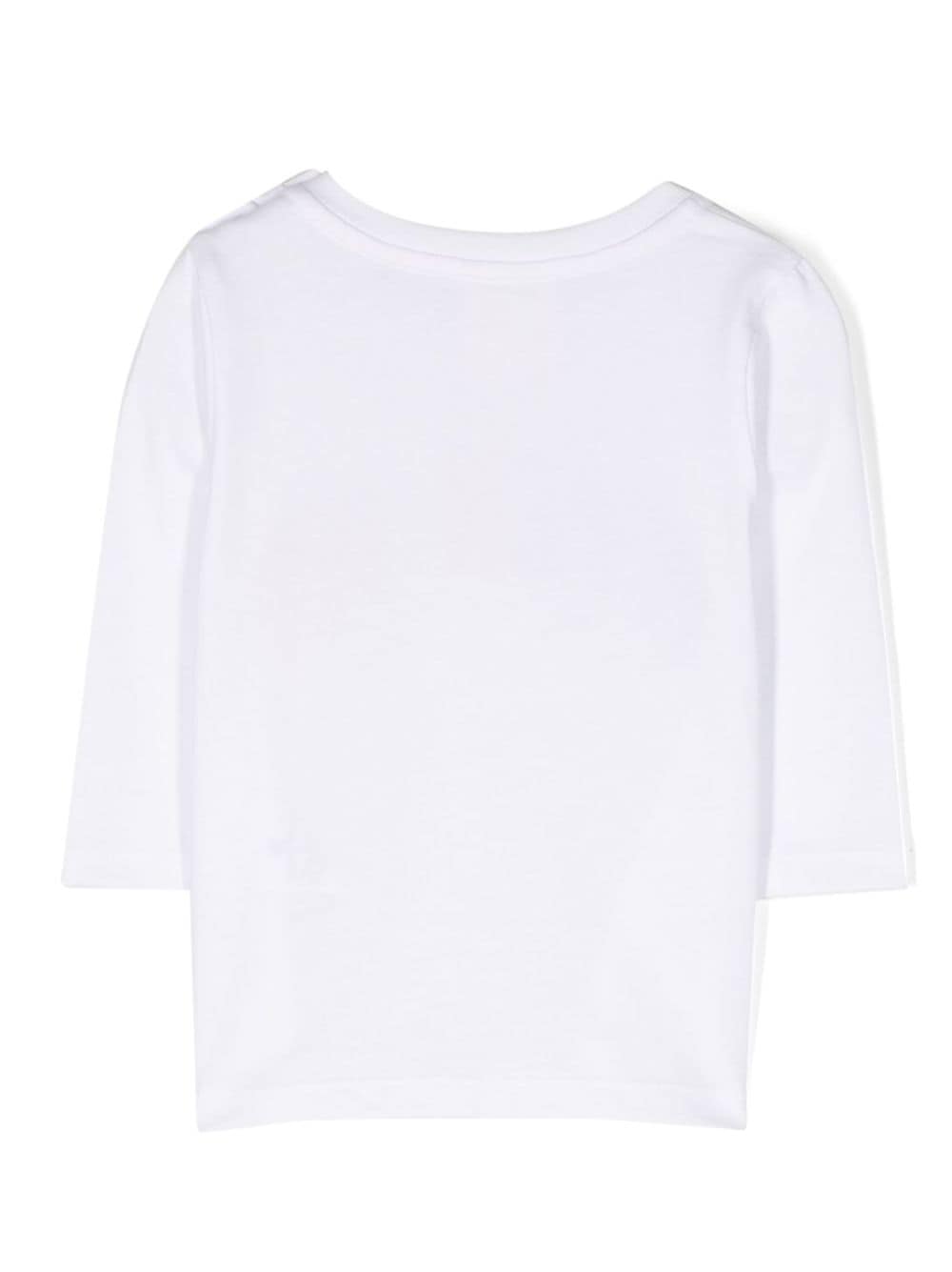 T-shirt bianca a maniche lunghe con ricamo - Rubino Kids