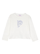 T-shirt bianca con stampa logo pesce azzurro Emilio Pucci Junior - Rubino Kids