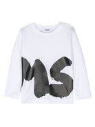 T-shirt bianca per bambina a maniche lunghe con stampa nera MSGM maxi - Rubino Kids